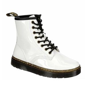 Dr Martens Zavala White Patent Shiny Smooth Leather combat boots size 7